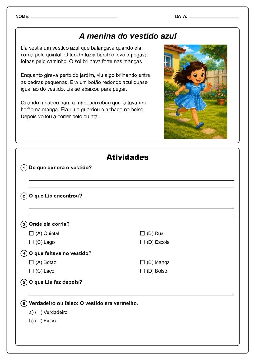 Pequenos textos ilustrados com interpretação recurso educacional página 36